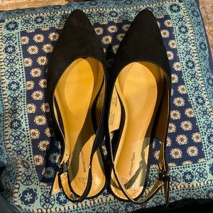 Black Pointed Sling Back Flats